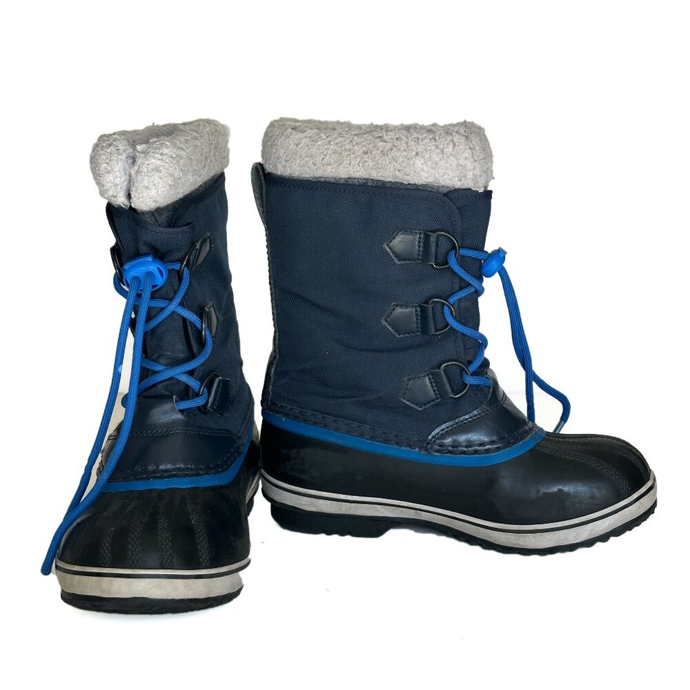 Sorel Yoot Pac Nylon Snow Boots Youth Size 4 Navy & Black Insulated Waterproof